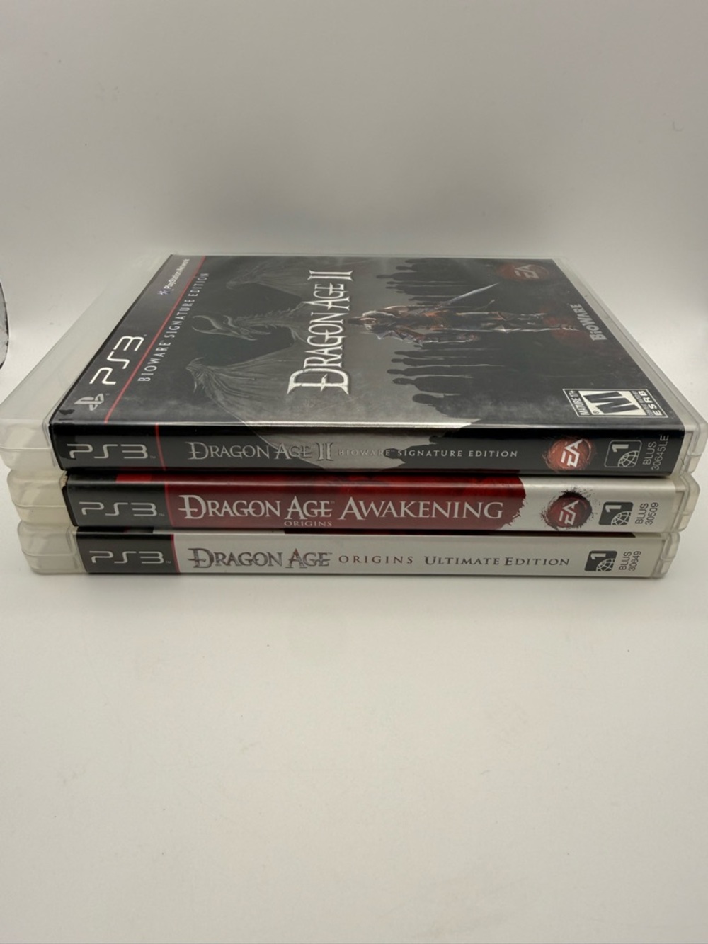 Sony PS3 Dragon Age Trilogy Video Game Set - Awakening, Biowave, Origins Rare